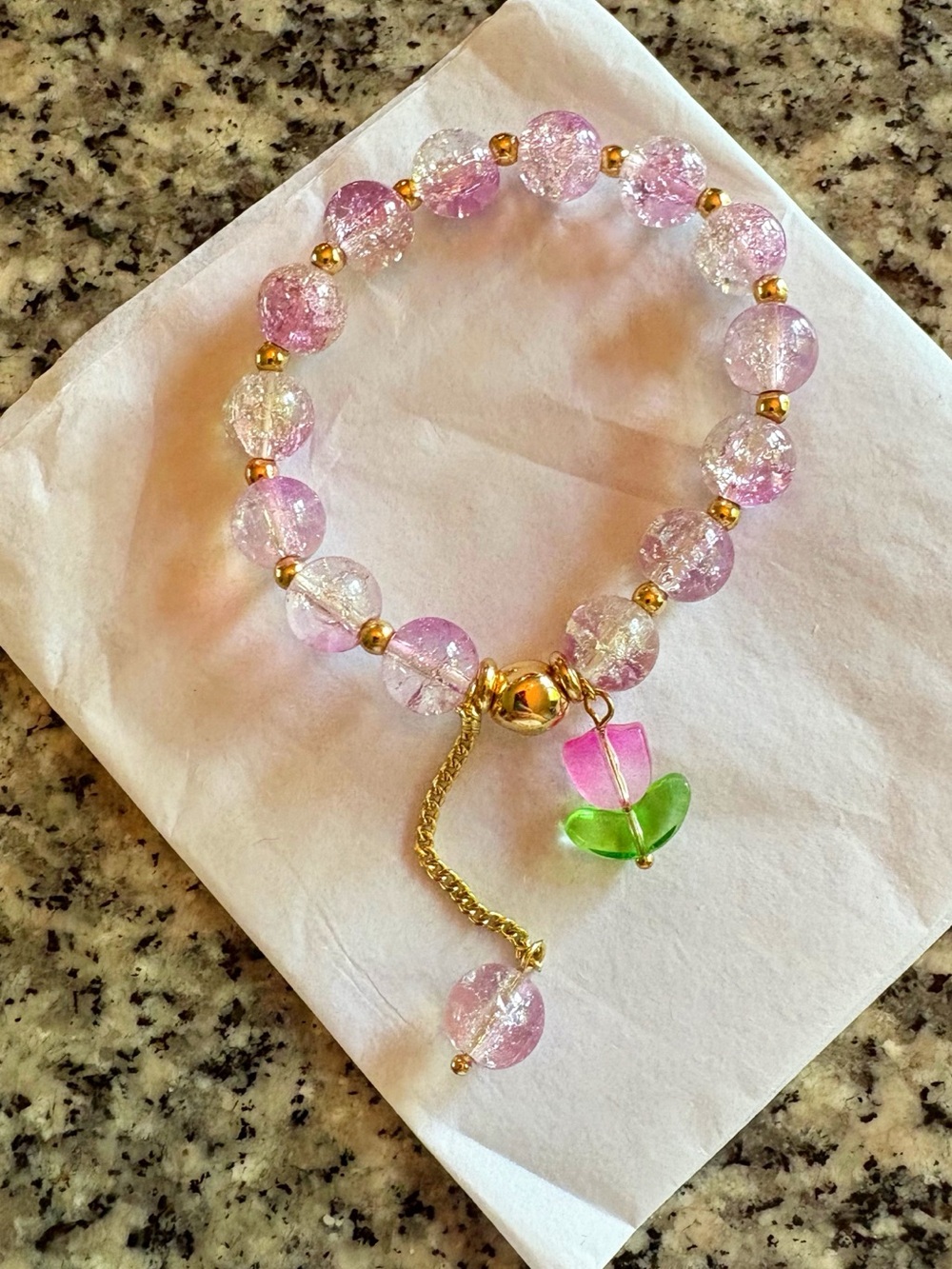 ♥️💖 NEW Floral Beaded Stretch Bracelet - Picture 5 of 7